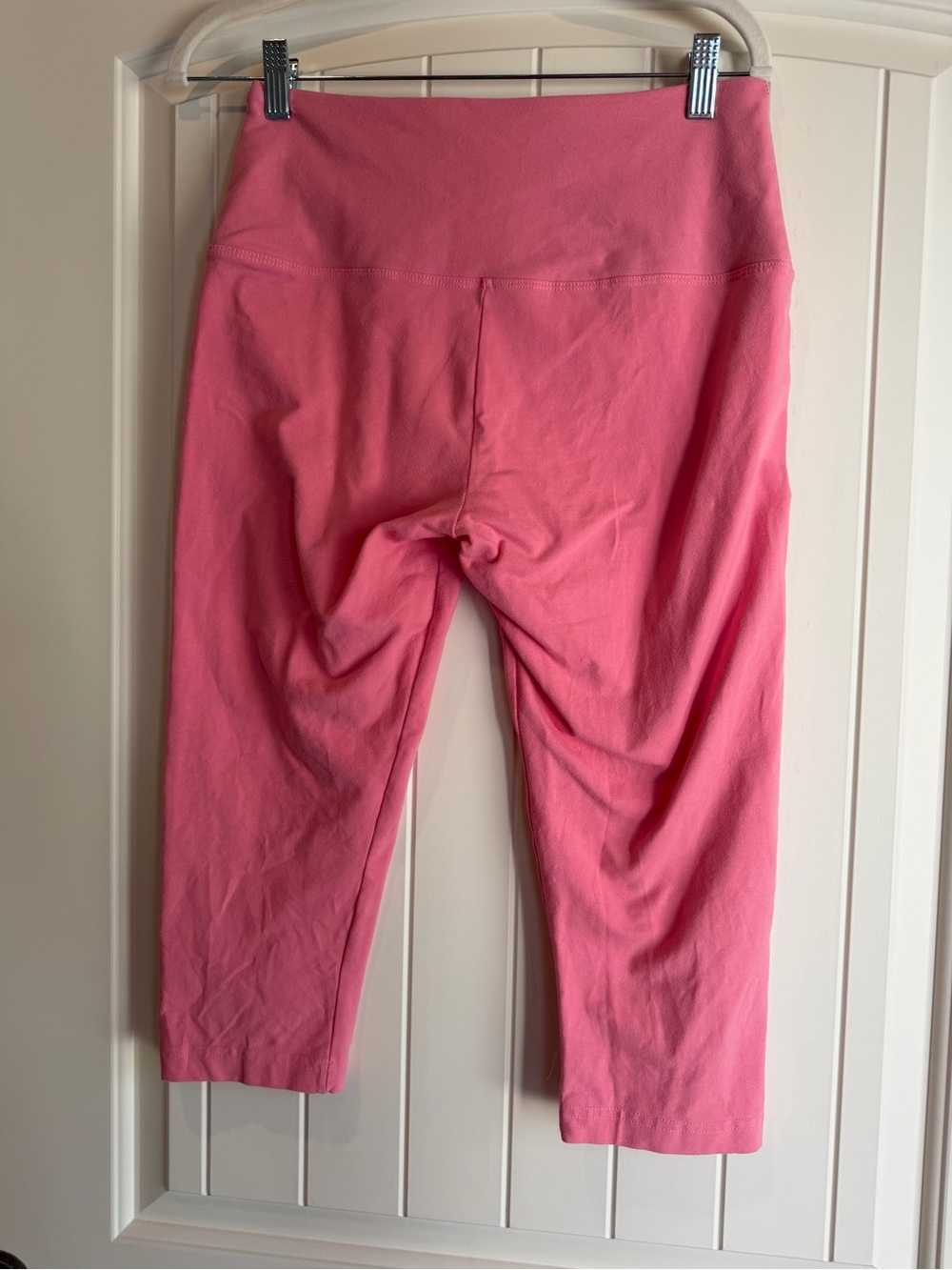 Lyssé Women's Pink High-Waist Crop Leggings Capris Size Large Shapewear Cotton - Picture 3 of 6